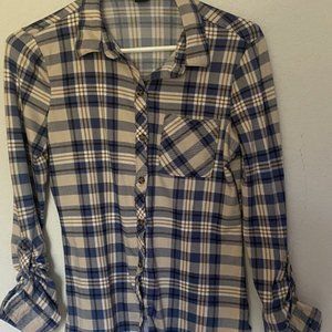 Rue21 Women Blue Long Sleeve Button-Down Shirt Small